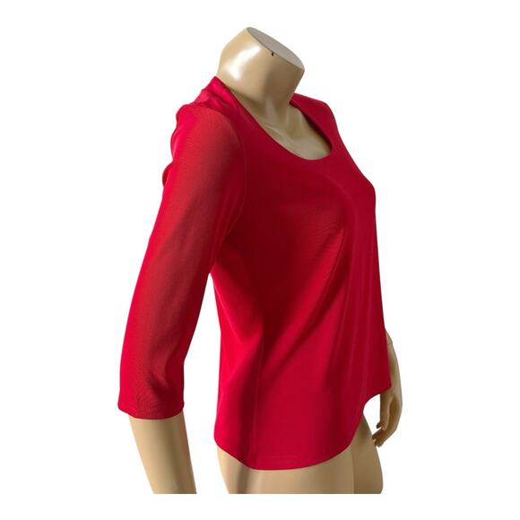CREATIVE DESIGN WORKS CDW Womens Size Medium Red 3/4 Sleeve Slinky Shirt Top - Picture 3 of 6